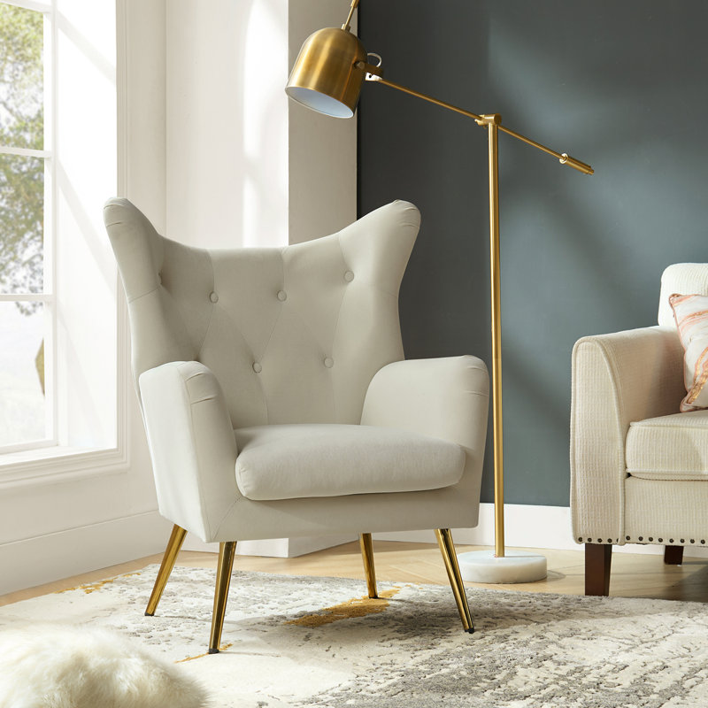 Fauteuil à oreilles 29,25 po Avianna, Velours havane