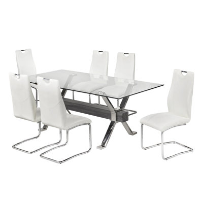 Lauralynn Glass Top Trestle Dining Set