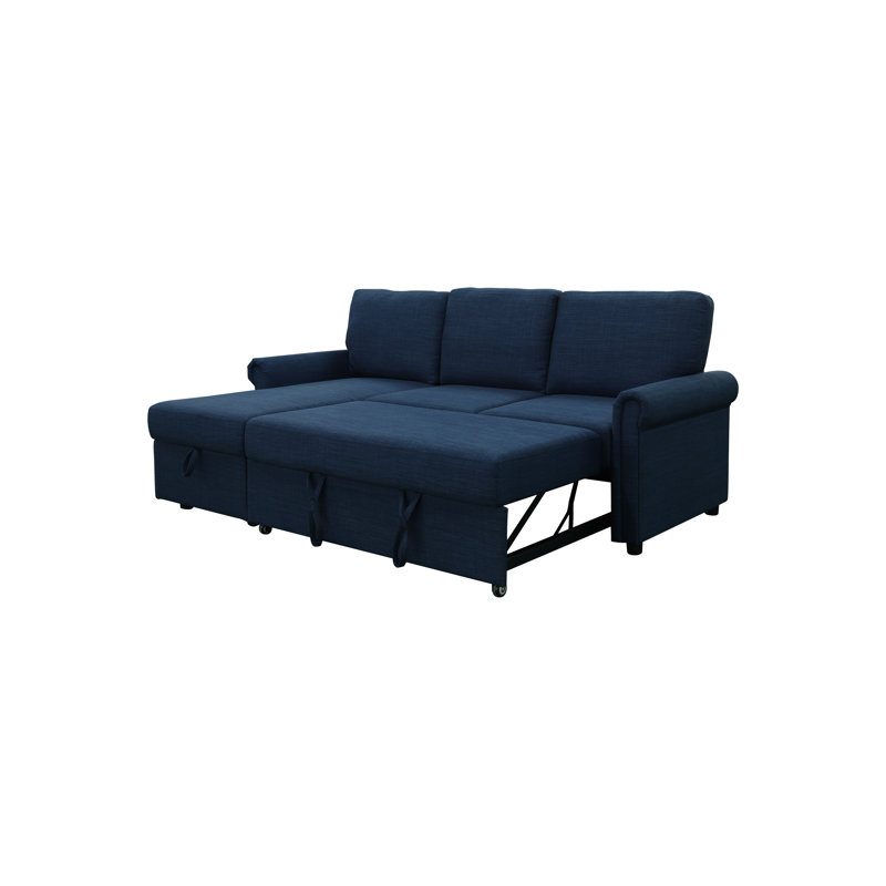 Meriline Upholstered L-Shaped Sectional Left Hand Facing, Navy Blue  100% Polyester