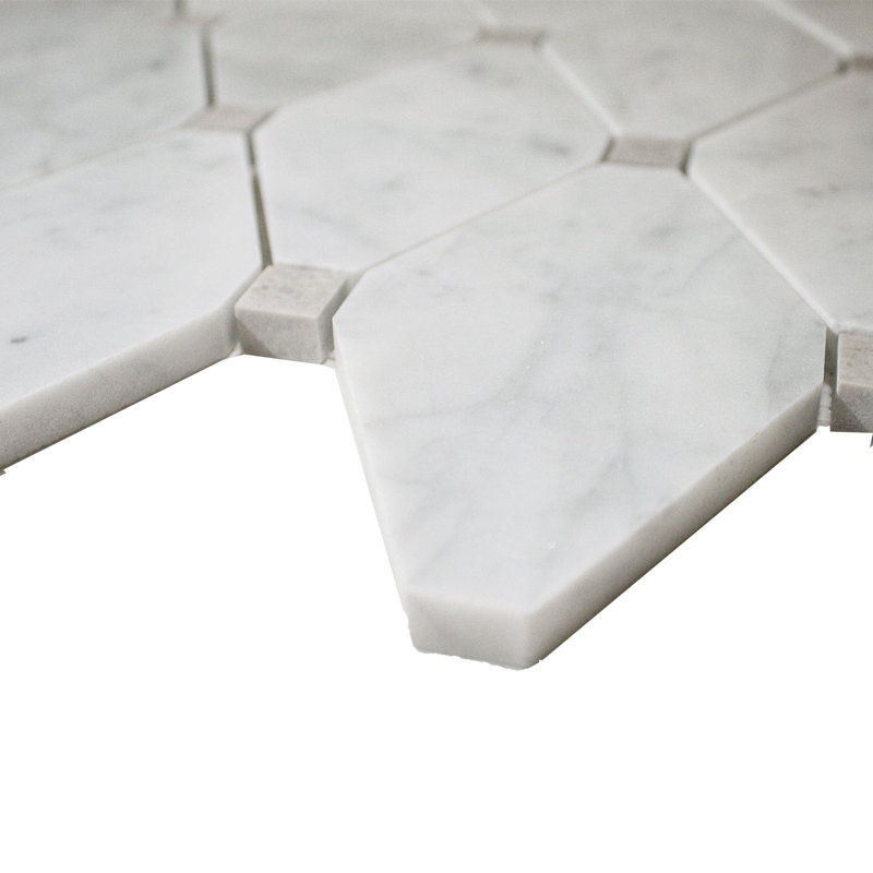 Carrara 3" x 5" Marble Grid Mosaic Wall & Floor Tile, White/Gray
