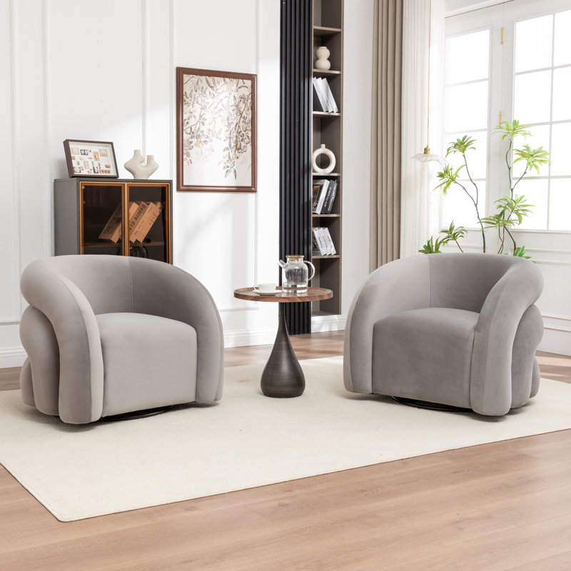Fauteuil demi-tonneau pivotant rembourré Coyle, Gris