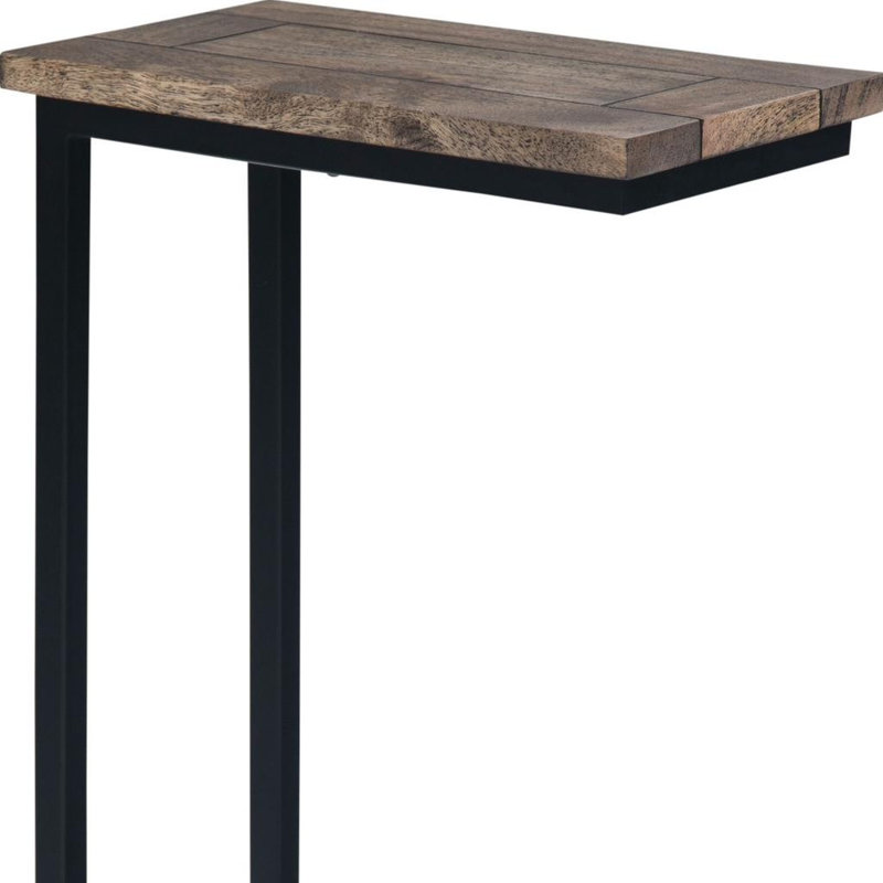 Table de bout en métal brun 24 po, Brun antique, Noir