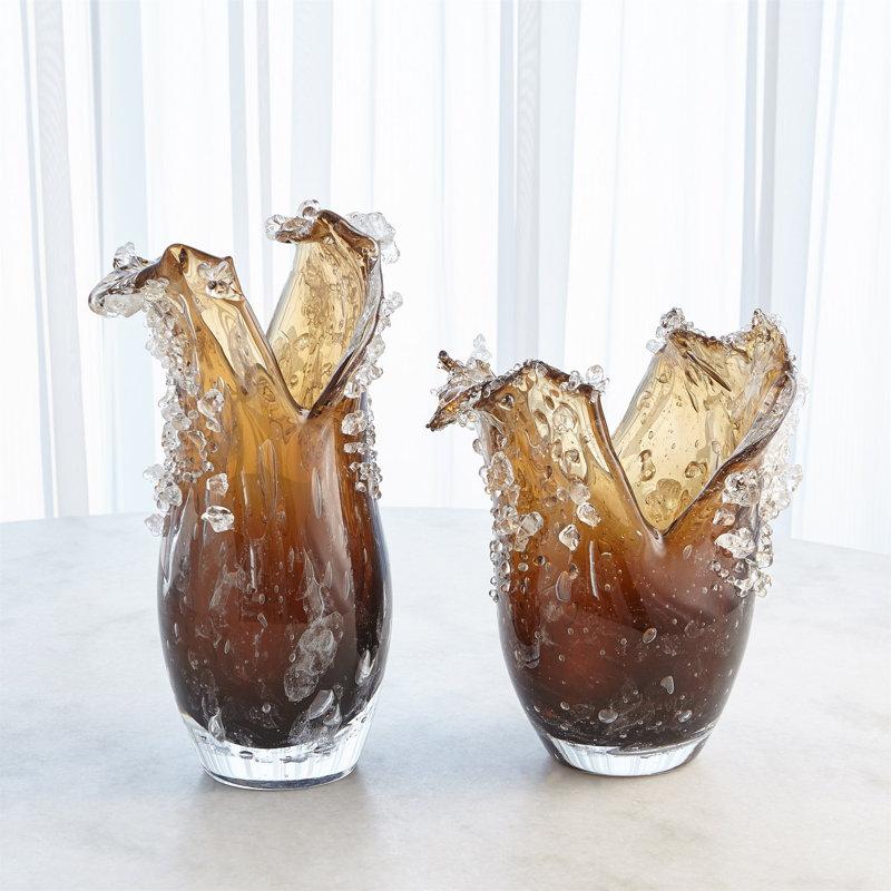 Handmade Glass Table Vase, Brown
