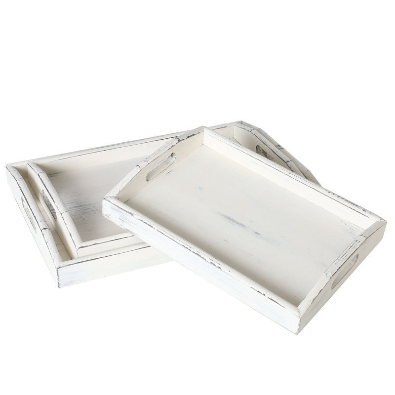 3 Piece Serving Tray Set, White