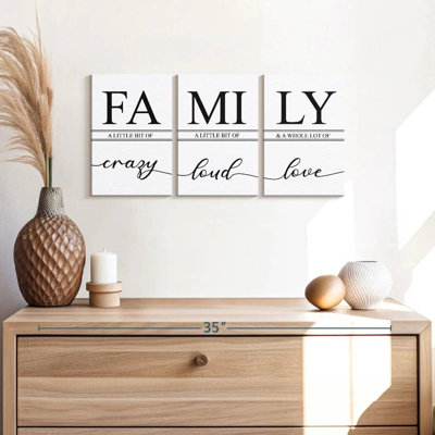 " Crazy Loud Love Family Sign " 3 - Pieces