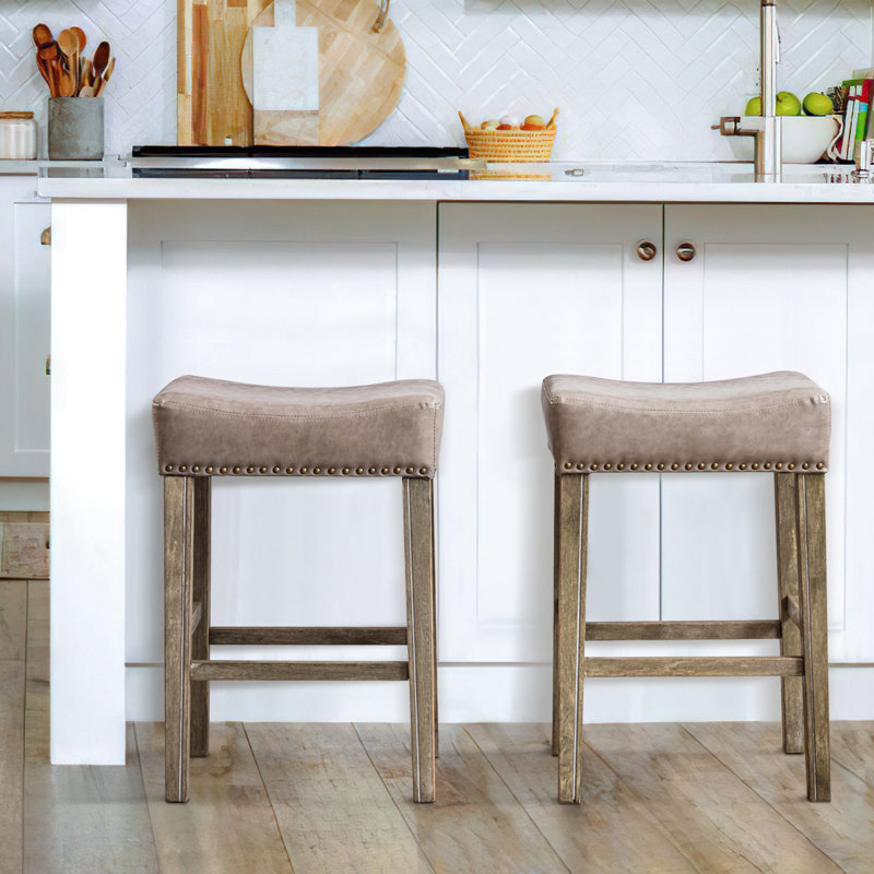 Tabouret Adwick, Tabouret de comptoir (siège d'une hauteur de 26 p, Gris / naturel