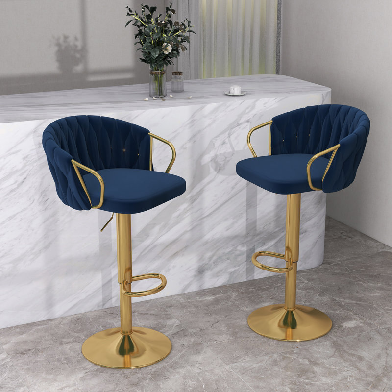 Tabouret de comptoir à hauteur réglable Ginko (ensemble de 2), Marine
