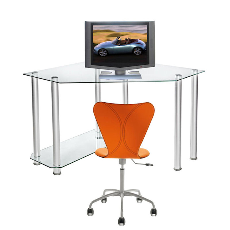 Chattanooga Glass Aluminium Writing Desk, Silver