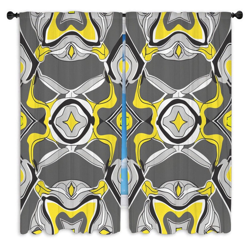 Rideaux décoratifs à motif géométrique décoratifs jaunes - 2 panneaux, L 56 po x L 78 po