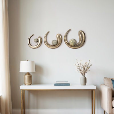 Everly Quinn 3-Piece 10/13/15" Amrita Gold Ring Wall Decor