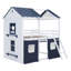 Lit superposé style maison basse avec toit-405219898-405219897
