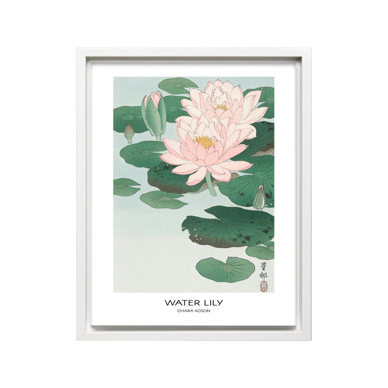 Ohara Koson - Nénuphar n ° 1, Canvas, 24"H x 32"W, White Framed