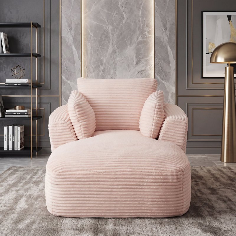 Méridienne moderne en velours côtelé, Pink