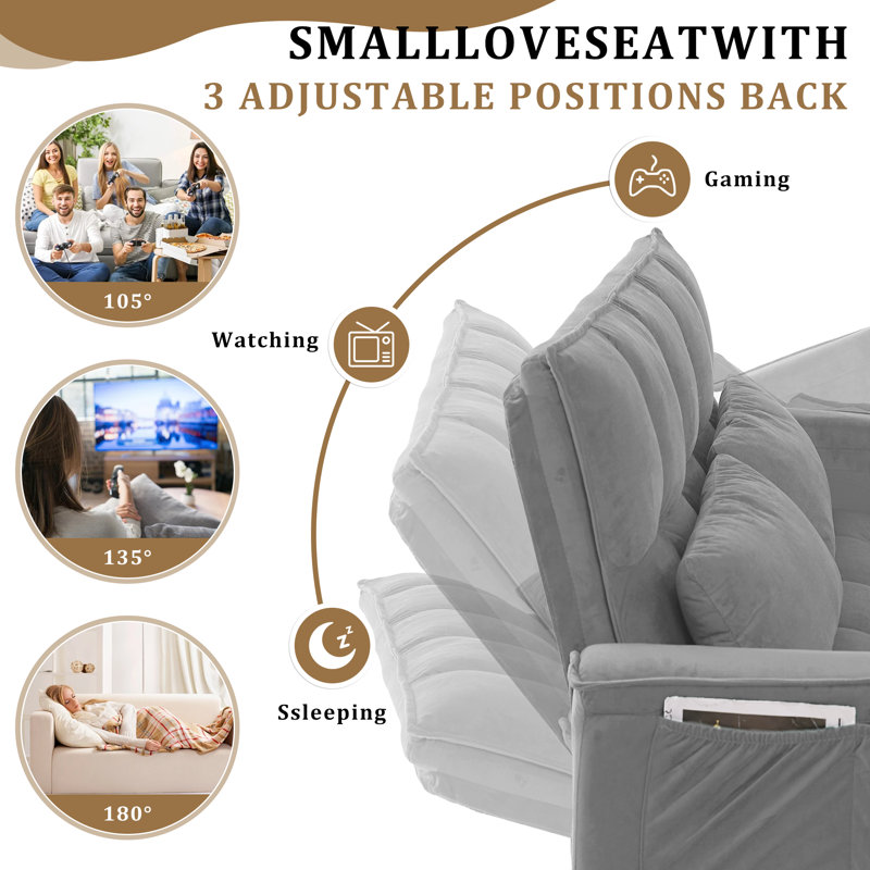 55.1-Inch Convertible Sofa Bed, Gray