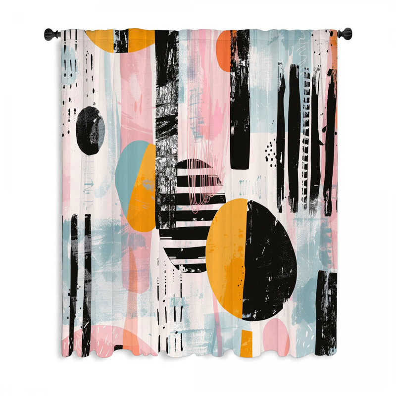 Shapes Window Curtains, Abstract Blockout & Sheer Curtains - 1 Panel, 50" W x 84" L
