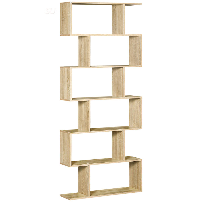 75,5 "H bibliothèque 6 tablettes en forme de S avec présentoir