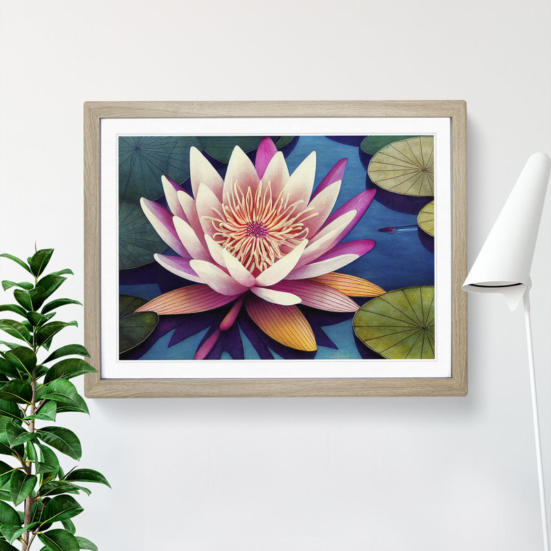 Glowing Water Lily Flower - Framed Print
