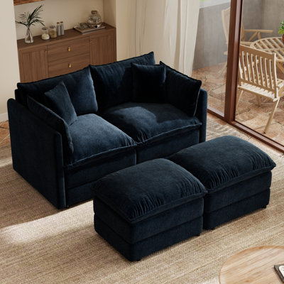 Canapé d'angle moderne modulaire de 70 po Cloud, grand format, siège profond, 2 places avec 4 coussins