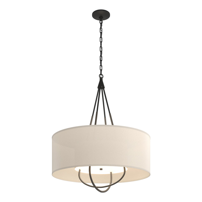Loop 4 - Light Chandelier, Black, Natural Anna, Dark Smoke