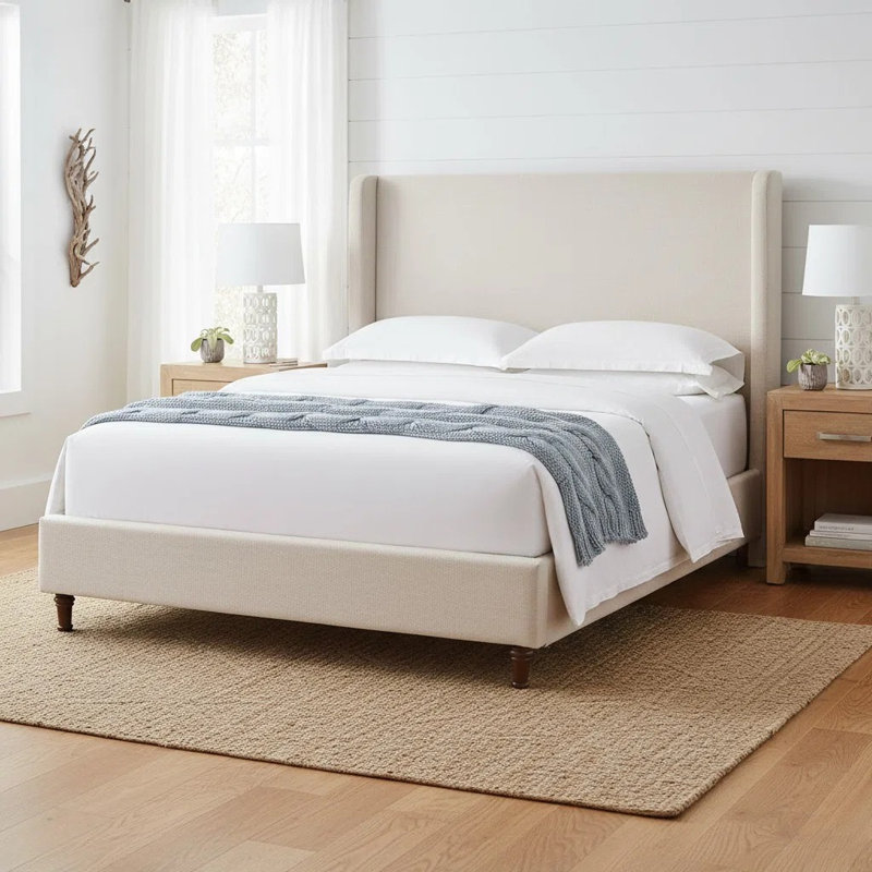 Henley Upholstered Wingback Bed, Boxspring Required, Queen