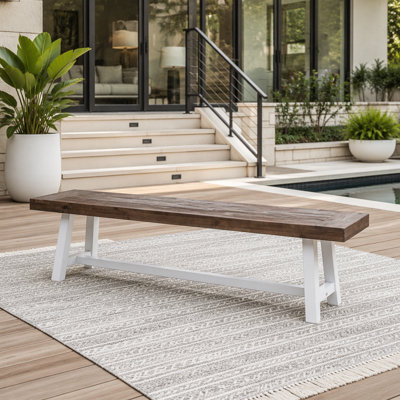 Banc de salle à manger en bois d'acacia avec cadre en métal noir rustique