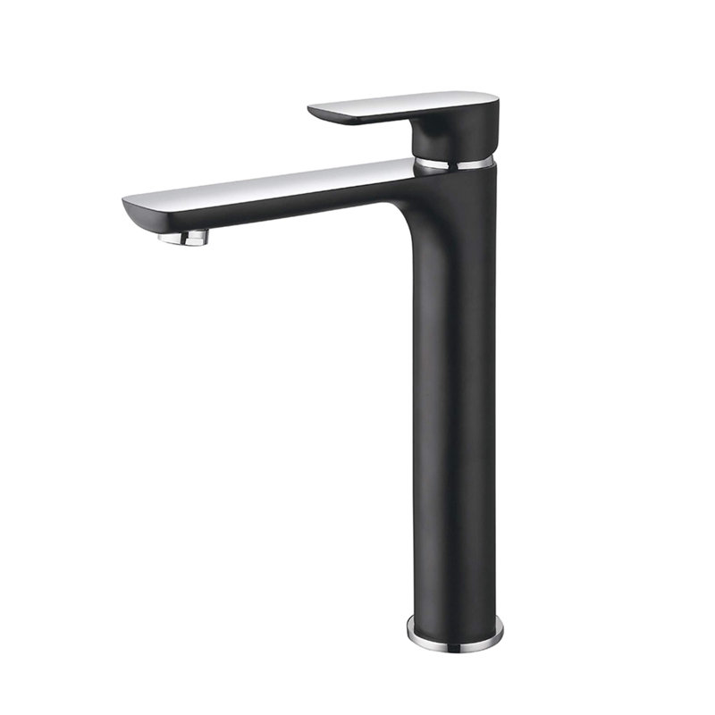 Tender Single-handle Bathroom Faucet with Drain Assembly, Chrome Black