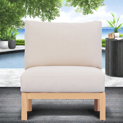Chaises longues de patio modernes, corde en bois d'acacia, siège d'extérieur compact