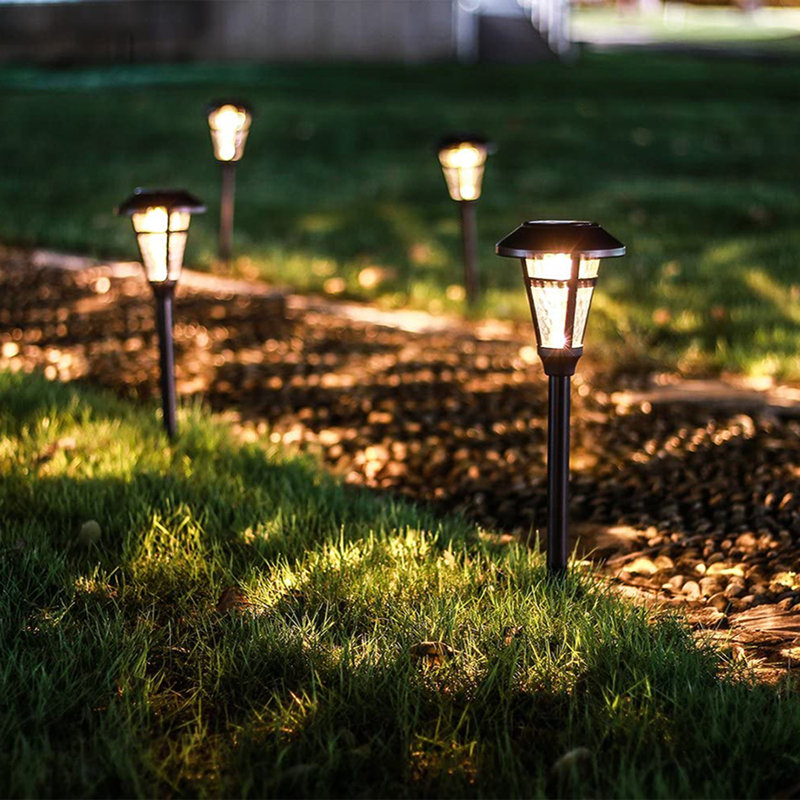 Bronze Solar Powered LED Metal Pathway Light Set with Glass Lens