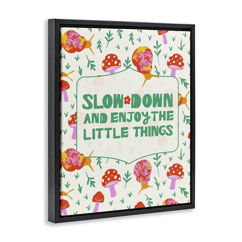 «Slow Down and Enjoy Snails», art mural sur toile flottante gris, design par Dina Riddle, H 21 po x l 17 po