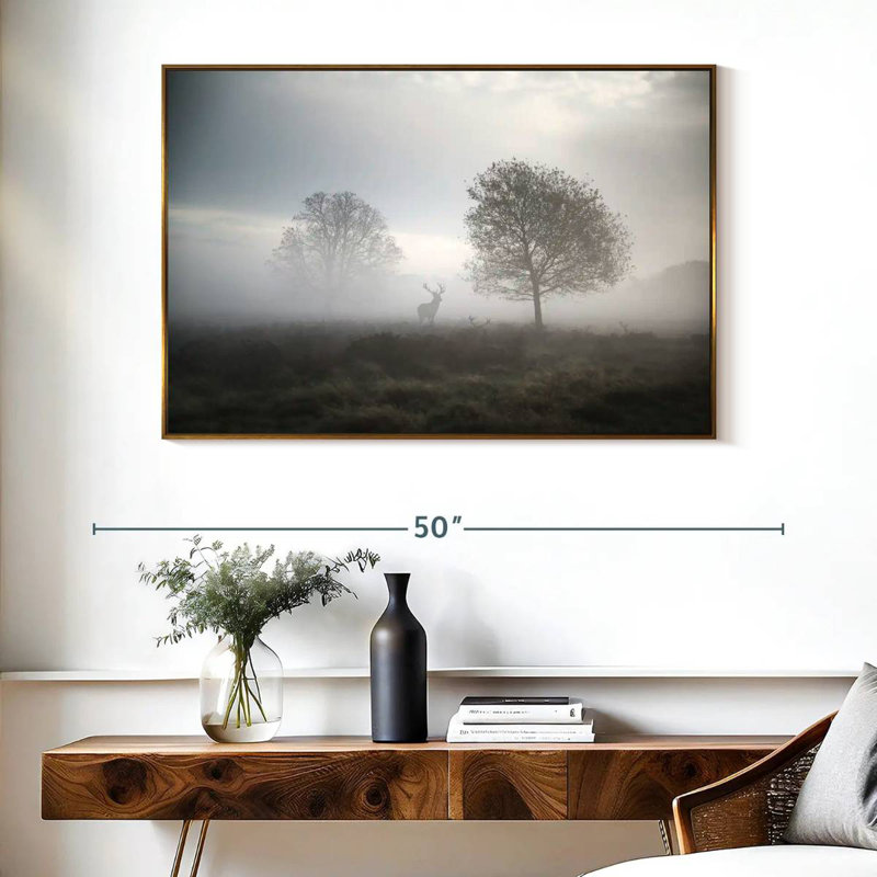 Hunting at Dusk, Floating Frame Gold, 40" X 27"