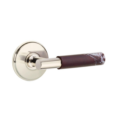 Mortaise intérieure Emtek Select avec rosette Watford et tige en T, marbre Rosso Levanto