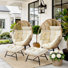 All-Weather Wicker Outdoor Indoor Patio Egg Lounge Chair with Ottoman (Set of 2)