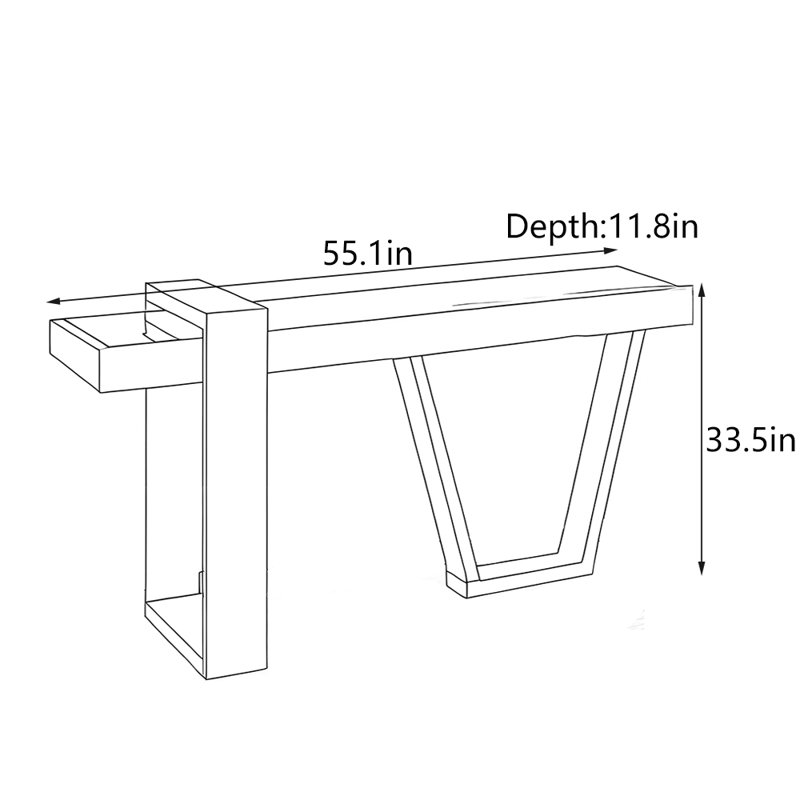 Simple Modern Solid Wood Console Table, 33.5" H x 55.1" W x 11.8" D