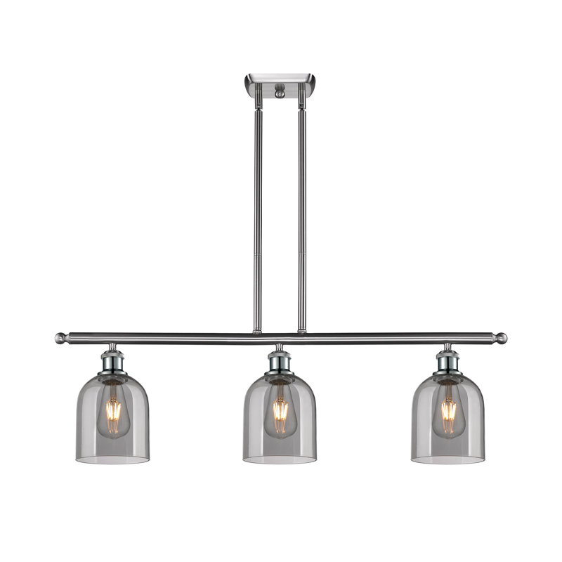 Odaniel 3 - Light Kitchen Island Pendant, Light Smoke, Brushed Satin Nickel