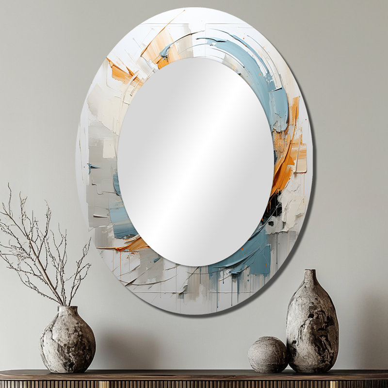 Whispering Motion - Miroir mural ovale jaune, 40 po x 30 po