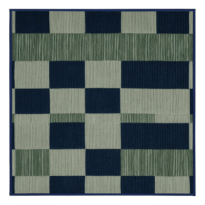 Machine Washable Checkered Blue Area Rug