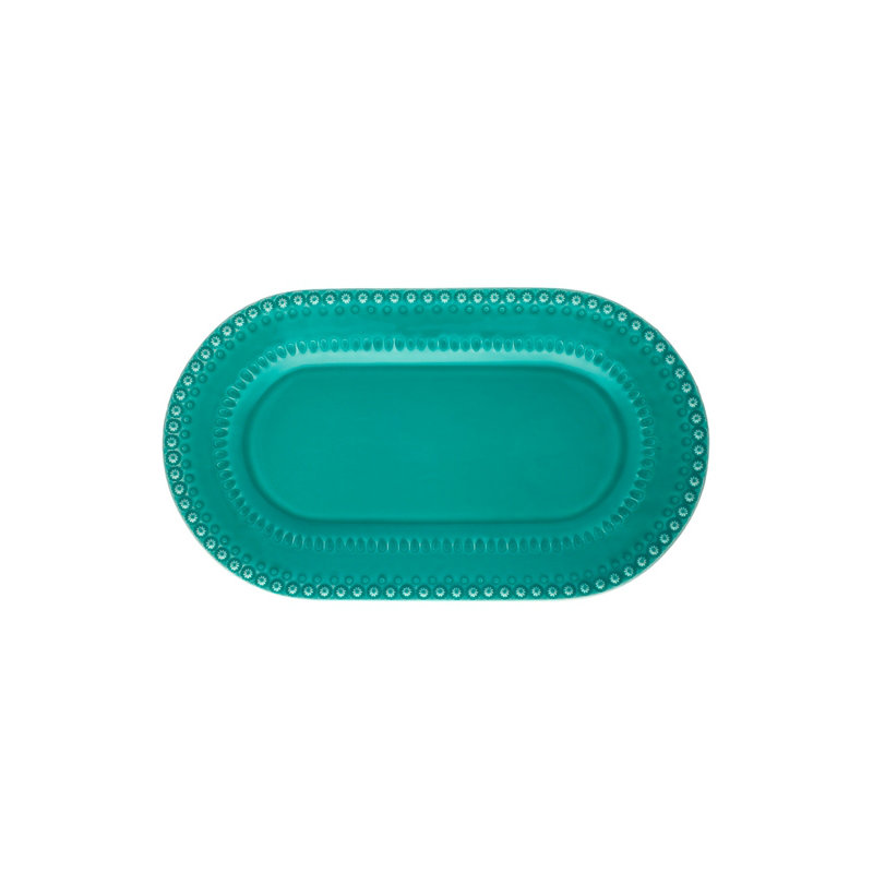 Fantasy Earthenware Platter, Aqua Green
