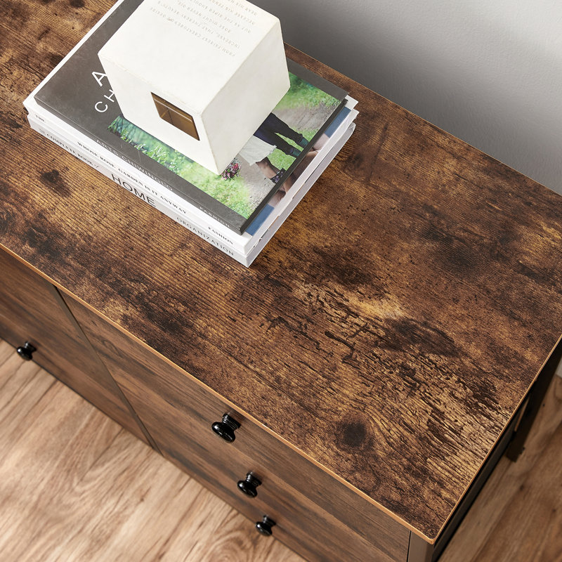 Commode double 6 tiroirs Flozell, Brun rustique