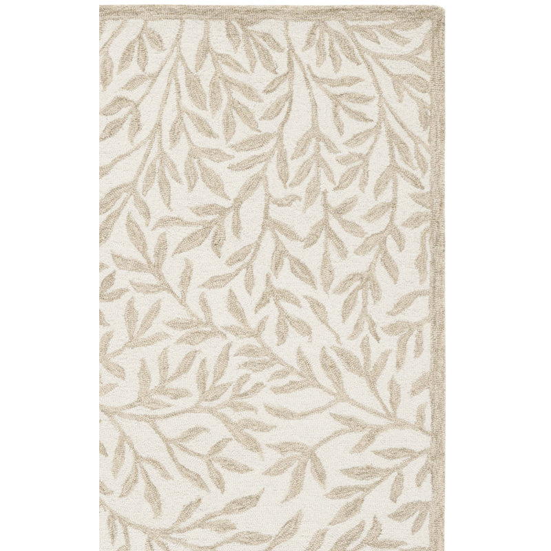 Martha Stewart Hand Tufted Wool/Cotton Floral Rug in Ivory/Beige, Rectangle 5" x 8"
