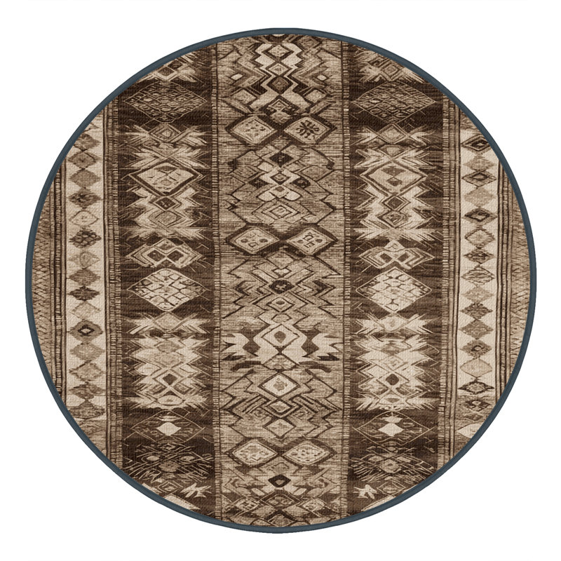 Tapis lavable à motifs matelassés Farm, Rond 8 pi