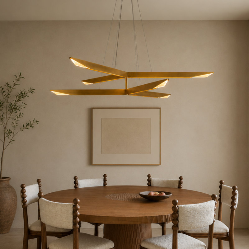 Tachi 41-In LED Chandelier, Vintage Brass