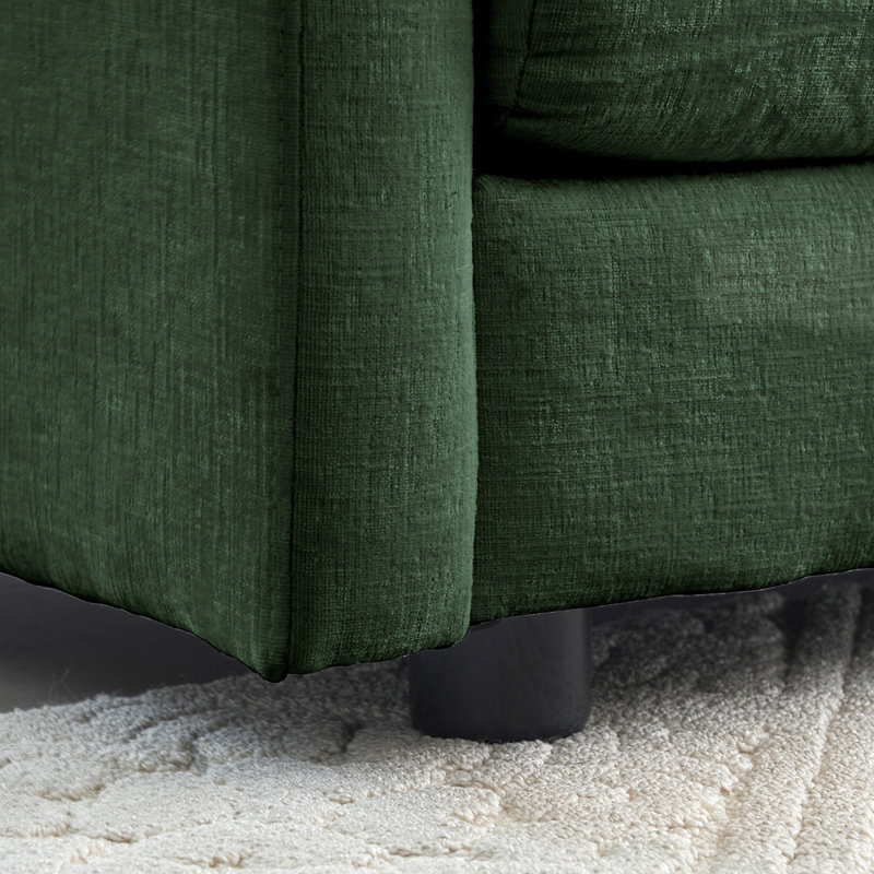 Accent Chair, High-End Chenille Upholstered Armchairs, Living Room Side Chairs With Toss Pillow, Chenille, Green, 2