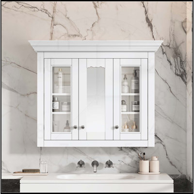 Armoire murale polyvalente avec miroir et plusieurs tablettes pour un rangement efficace