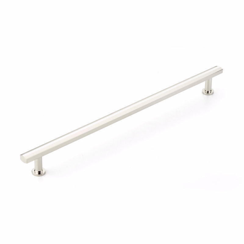 Poignée pour appareil Schaub Heathrow centre à centre (fixation en surface dissimulée), Nickel poli, 18"