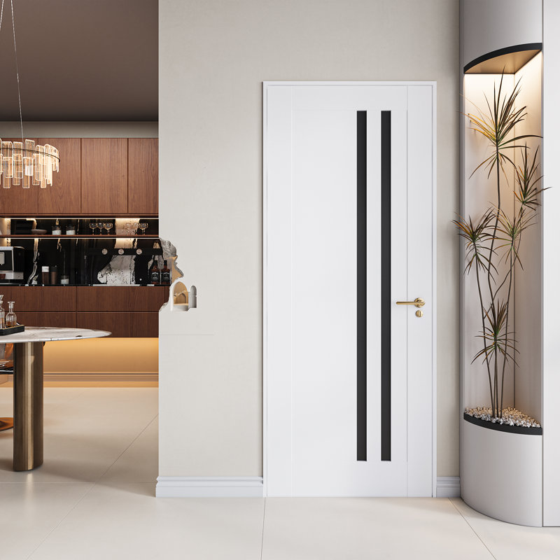 Porte intérieure prémontée à 2 panneaux en MDF à âme pleine, blanc, 30 po x 80 po, avec charnières et cadre à montage rapide