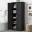 Armoire de rangement avec deux portes pour salle de bain, bureau, tablette réglable, panneau de fibres à densité moyenne, noir