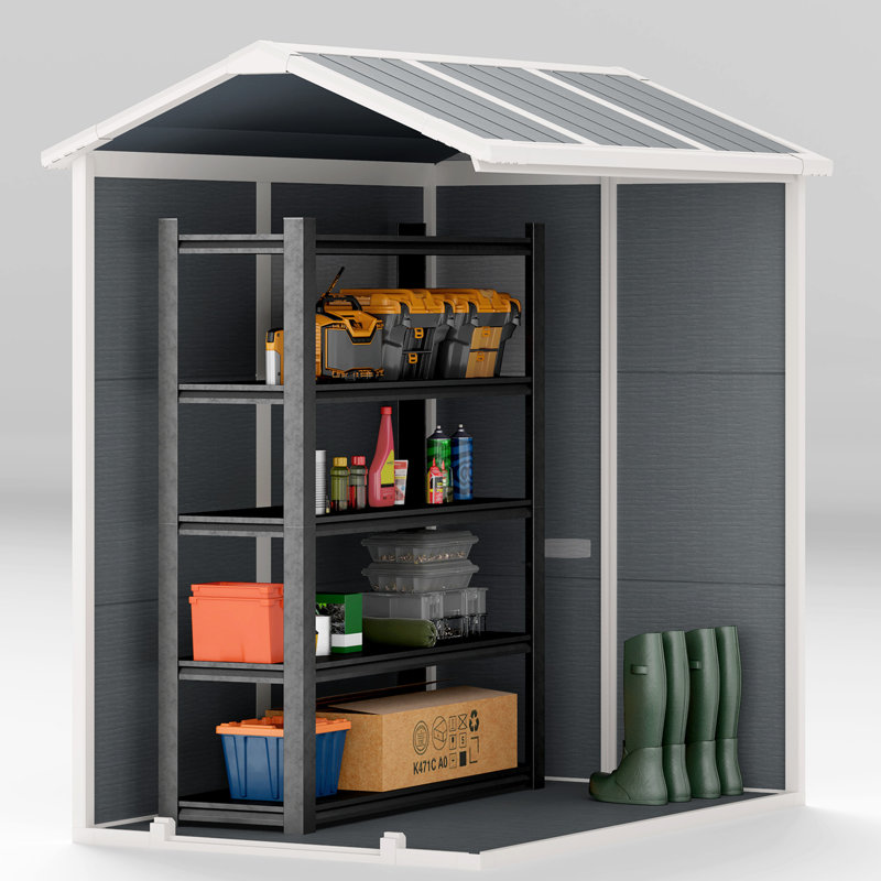 Garden 4 ft. W 6 ft. D PP Resin, Aluminium Reverse Apex Storage Shed