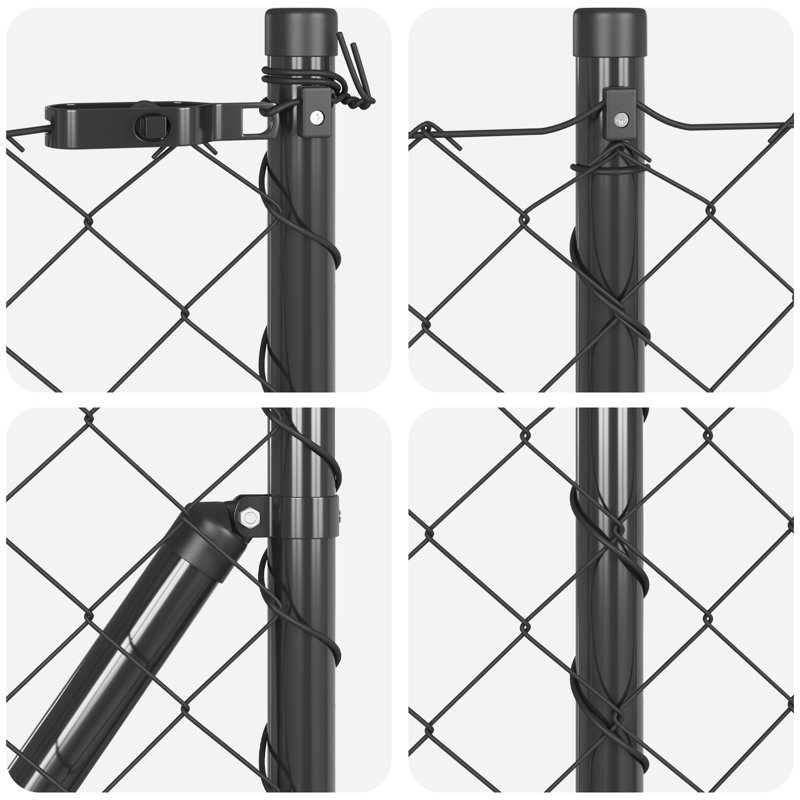  Chain Link Fence With 7 Posts 1.2X10 M Galvanised Steel, 60cm H x 1000cm W, Grey
