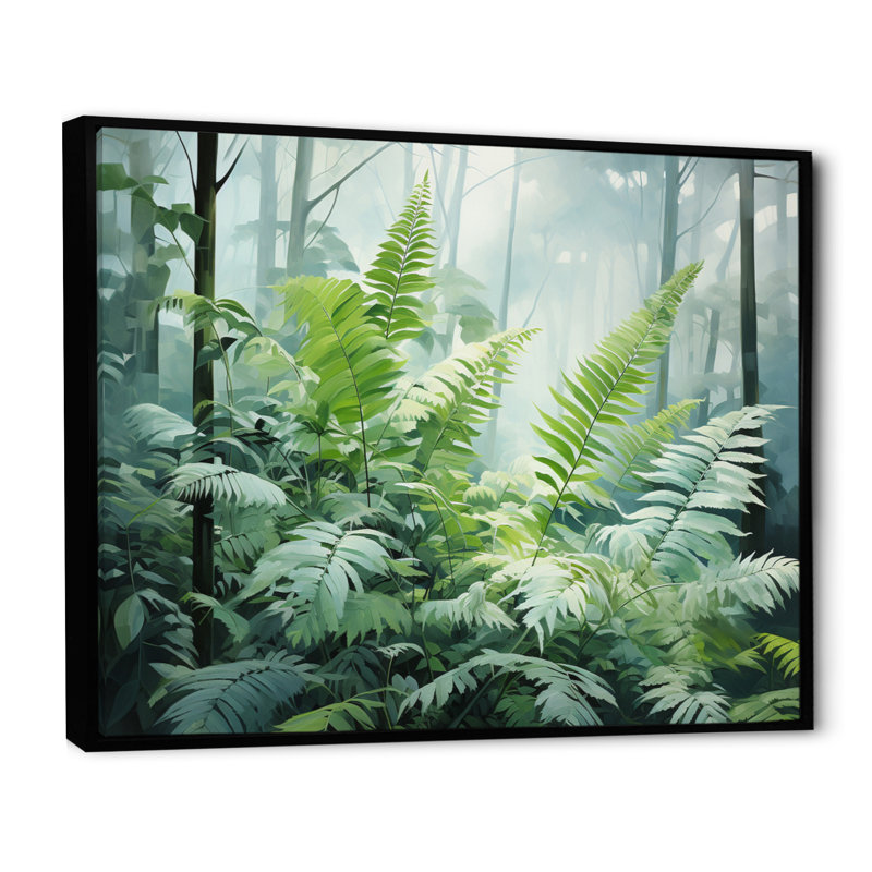 " Ferns Romantic Impression V ", 34" H x 44" W x 1.5" D, Black Floater Framed