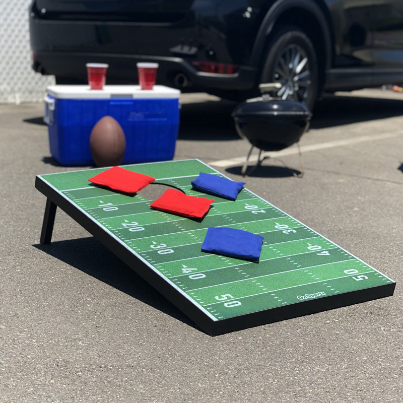 GoSports Football Field Cornhole Set with Bean Bags and Case